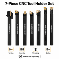 Jeu de 7 outils de tournage indexables pour tour, tiges de 10 mm et 12 mm, porte-outils CNC à plaquettes en carbure, outils de tournage externe pour la coupe des métaux