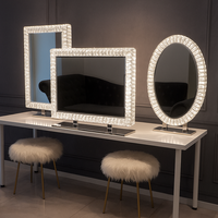 Miroir de maquillage LED Art Déco de luxe, miroir en cristal avec diamants pour salle de bain, idéal pour un anniversaire ou un mariage