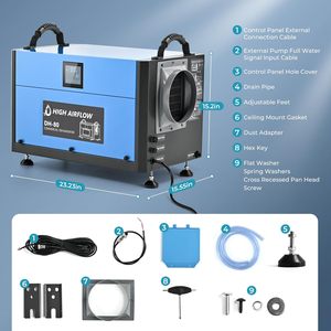 High Airflow DH-80 Commercial Dehumidifier 80 Pint 1500 Sq Ft Coverage <b>Blue</b> - Product Image 2