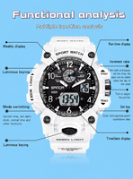 VVS Jam Tangan Digital Olahraga Pria Tampilan Ganda LED Waktu Dunia 50M Jam Tangan Chronograph Alarm Bercahaya Tahan Air Tahan Benturan