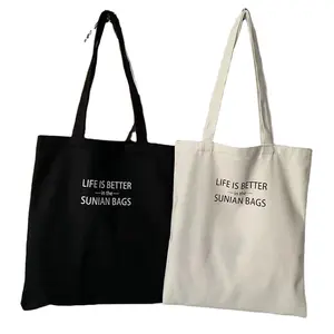 Authentic Simple Leisure Canvas Tote Handbag Portable Zipper Solid Color Custom Logo Printing for Gift or Shopping