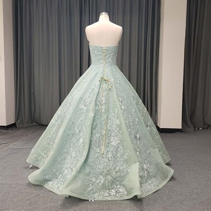 ANY248 Elegant Strapless Sage Green Embroidery Lace Pattern Evening Dresses - Product Image 4