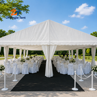 Tente de mariage en alliage d'aluminium blanc avec couverture en PVC, structure robuste, renforts diagonaux, imperméable, toutes saisons, pour exposition extérieure et fête