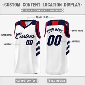 Jersey Basket Bolak-Balik Dua Sisi Warna Navy Putih Kustom - Product Image 5