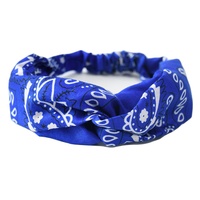Ikat Rambut Elastis Poliester Motif Bunga Mete Wanita, Retro, Serbaguna, Hiasan Wajah, Ikat Kepala Amoeba