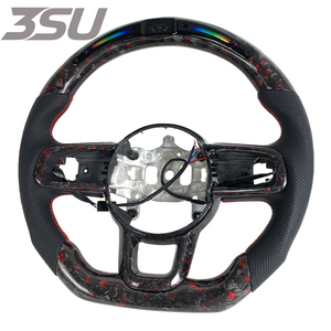 Volant de direction en cuir et fibre de carbone forgé de style sportif pour <span class=keywords><strong>Jeep</strong></span> Wrangler Gladiator 2018-2026, intérieur de voiture, style LED - Product Image 2