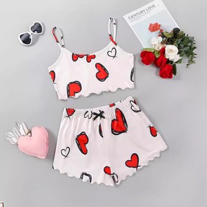 Conjunto <span class=keywords><strong>de</strong></span> <span class=keywords><strong>Pijama</strong></span> <span class=keywords><strong>de</strong></span> Verano para Mujer, Dos Piezas, Camiseta sin Mangas Térmica y Transpirable, Pantalones Cortos con Cintura Elástica, Diseño Sólido y Bonito - Product Image 6