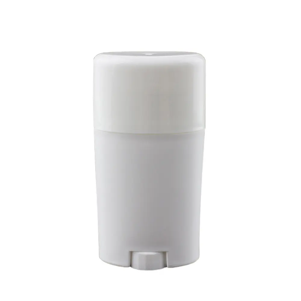 Botol plastik Oval PP 15ml 50ml 75ml tabung stik deodoran dengan wadah putar tersegel kosmetik ujung terbuka perona pipi