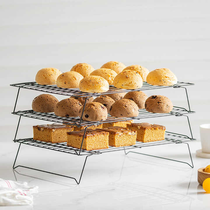 Baking Rack Stack 3-Layer Stackable Cooling Rack for Baking Non-Stick Metal Rack with ...
