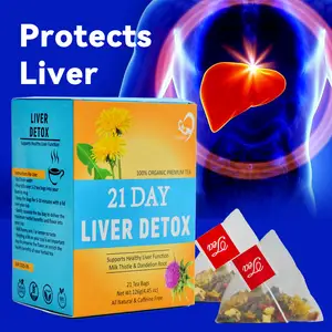 21-Day Organic Liver Detox Tea Health and Herbal Tea with Milk Thistle Dandelion Root Cleanses Fatty Liver Kidney Wholesale