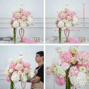 Bola de flores de hortensia rosa de nuevo estilo para decoración de bodas, centro de mesa de rosas artificiales de seda. - Product Image 2