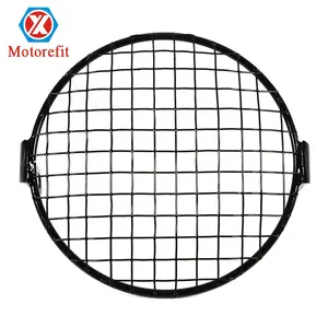 RTS 6.5 inch motorcycle front headlight, mesh grille cover, black Metal cover for Honda Cruiser Chopper