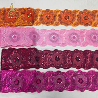 Perles avec bordure brodée de paillettes, dentelle, accessoires de vêtements DIY, tissu de dentelle nigérian pour femme, robe