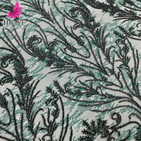 HY3536 Tissu de mariée en dentelle Chantilly 3D verte française perlée avec sequins, idéal pour Aso Ebi - Grande Vente