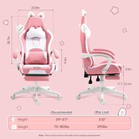 Chaise de jeu ergonomique de luxe rose en cuir, la plus vendue, pour la maison et le bureau, avec soutien lombaire réglable