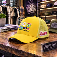Gorra de camionero ligera con visera curva, color personalizado, con logotipo bordado personalizado, de 5 paneles, para la moda de verano.