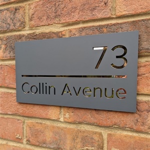 Custom Modern Excellent Quality Metal <b>Plate</b> <b>Door</b> Laser Cut House Numbers <b>Door</b> House Number <b>Plates</b> Sign - Product Image 2