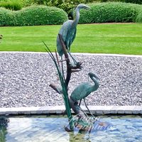 Décoration de jardin extérieure, statues d'oiseaux, ornements de pelouse, fontaine en bronze, sculpture de héron en bronze