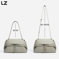 Sac à bandoulière en cuir de vachette LZ avec logo personnalisé, sac à main pour femme, sac fourre-tout en cuir véritable avec sangle réglable