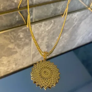 Collana con 99 <span class=keywords><strong>Nomi</strong></span> <span class=keywords><strong>di</strong></span> <span class=keywords><strong>Allah</strong></span>, Gioielli Islamici in Acciaio Inossidabile 316L Placcato Oro 18k PVD, Ciondolo <span class=keywords><strong>Allah</strong></span> Arabo a Forma <span class=keywords><strong>di</strong></span> Fiore - Product Image 6