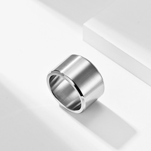 High End Men's 15MM Hip Hop Wide Band Stainless Steel <b>Ring</b> 18K PVD Gold Plated Matte Brushed Finish Fashion Bold <b>Statement</b> <b>Ring</b> - Product Image 3