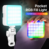 Mini Lampe Vidéo LED RGB, Lumière d'Appoint de Poche Rechargeable 2700K-6500K avec Griffe Porte-Accessoire pour Appareil Photo, Téléphone, Selfie et Vlogging