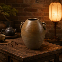 Vase de table en céramique artisanale style Wabi-sabi Arm Lvg, objet décoratif, pot en céramique, vase de table, pots en poterie en forme d'oreille