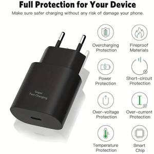 Adaptador de Viaje Cargador Rápido de 25W USB-C de Gran Venta con Cable de Datos Tipo C Función PD 3.0 Producto Eléctrico de - Product Image 5