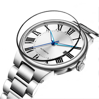 Montre automatique de luxe pour hommes, 41mm, cadran en verre, aiguille de calendrier, bracelet en acier inoxydable, fermoir papillon, 30m