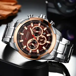 Curren jam tangan 8361 untuk pria, arloji bisnis mewah baja tahan karat, jam tangan olahraga kronograf pria