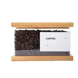 Modern Kitchen <strong>Wooden</strong> Rectangular Food Dispenser with Bamboo Lid Eco-friendly Grain <strong>Storage</strong> <strong>Box</strong> - Product Image 1