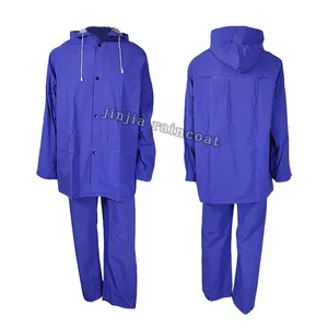 Manufacture industrial work raincoat rain suit jacket and pants durable safety pvc polyester rain suit raincoat motorcycle