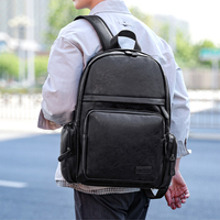Sac à dos rétro en cuir PU pour homme, imperméable, grande capacité, tendance, pour l'école, l'ordinateur portable, adapté aux voyages et aux étudiants