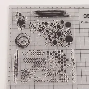 5.5 7.1 인치 잉크 원형 도트 선 패턴 스크랩북 예술 공예 장식 카드 만들기에 대한 명확한 스탬프