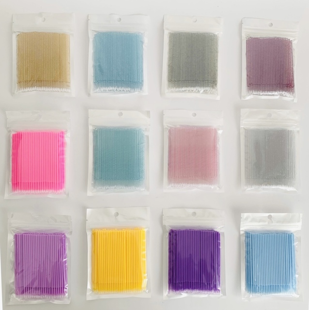 Disposable Eyelash Micro Swabs Stick Lash Extension Cotton Brush Glitter Applicator Mascara Wands 100pcs Crystal Microfiber