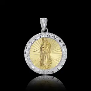 Banhado a ouro 925 Sterling Silver Religioso Saint Marry Homens Colar Pingente