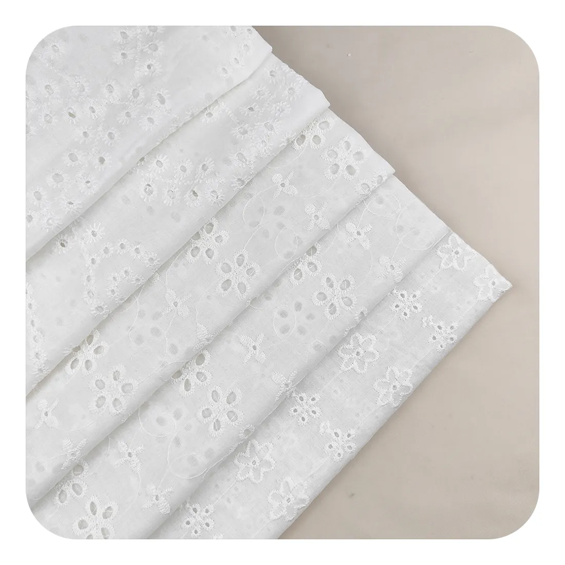 China Textile Cloth White Bestickte Swiss Voile Öse Baumwolle Stickstoff für Frauen Kleid