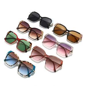 Lunettes de soleil carrées en métal vintage colorées personnalisées avec logo 2025, UV400, grande monture, style œil de chat pour femmes - Product Image 4