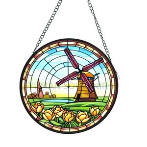 Design créatif Décoration d'intérieur 30CM <span class=keywords><strong>Tulipe</strong></span> Windmill Netherlands Series Vitrail Décoration Vitrail - Product Image 2