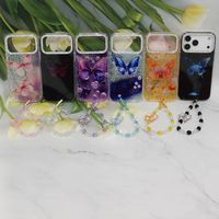 Étui de téléphone portable antichoc TPU+PC style Ins avec chaîne pour 11/12/13/14/15/16/17 Pro Max pour Samsung S23U/S24U/S25U/S26U