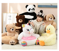 Fauteuil pliant pour enfants avec dossier en peluche animaux mignons et coussin de sol brodé en coton PP pour soulager le stress