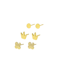 Anti-Tarnish 24CT Gold Plated Designer Fashion Accessories Set For <b>Earrings</b> Pack of 3 for Women | Crown Butterfly Ball Shape - Product Image 2