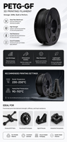 Filament PETG-GF LONGQI résistant aux intempéries, renforcé de fibres de verre, 1,75 mm, 1 kg, pour imprimante 3D, application extérieure