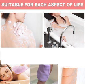 Logo personnalisé et emballage Gants de gommage exfoliants pour le corps coréens de la meilleure qualité Mitaines exfoliantes en viscose pour le corps - Product Image 5