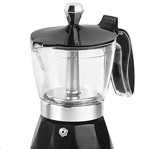 Cafetière à expresso italienne Cafetière électrique Moka Pot électrique pour café en poudre, 400 W, 3 <span class=keywords><strong>tasses</strong></span>, écran LED - Product Image 5