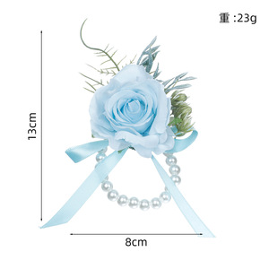 Pulsera <span class=keywords><strong>de</strong></span> Flores Artificiales Personalizada para Boda, Graduación, Día <span class=keywords><strong>de</strong></span> San Valentín, Pascua, en Azul, Rosa <span class=keywords><strong>y</strong></span> Rojo, con Cinta para Novia <span class=keywords><strong>y</strong></span> Damas <span class=keywords><strong>de</strong></span> Honor - Product Image 3