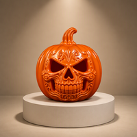 Figurine sculptée personnalisée en résine, initiale 'M', citrouille, peinte à la main, art populaire, accent d'automne, charmante pièce de table pour Halloween