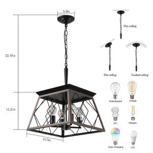 Casa colonica 4-luce lampada lampadario antico antico bianco caldo 3D stampato Logo AC fonte piattaforma inutilizzabile-Temu FCJ