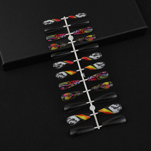 Faux ongles longs détachables style européen et américain, motif notation musicale colorée, pour doigts, style ballerine - Product Image 4