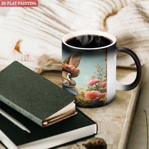 Mug Magique Thermosensible en Céramique Noir Givré 11oz pour Bureau d'Étudiant - Product Image 3